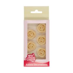 Decoración postres mazapán rosas blancas 6 uds funcakes