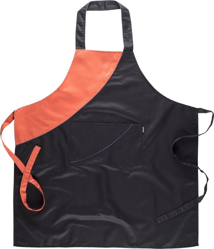 Delantal bicolor con peto 90x95 Negro / Coral