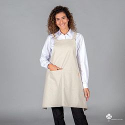Delantal con peto algodón orgánico beige o gris