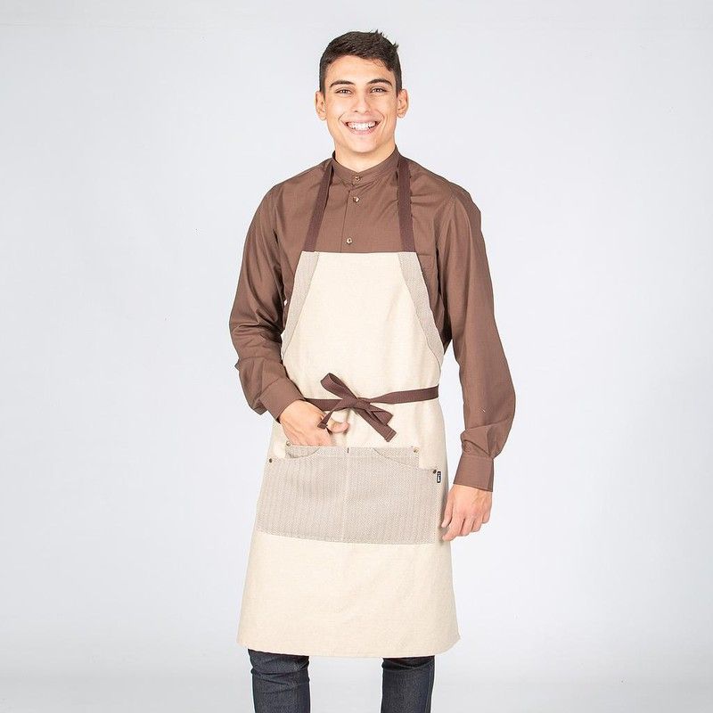 Delantal con peto beige/chocolate
