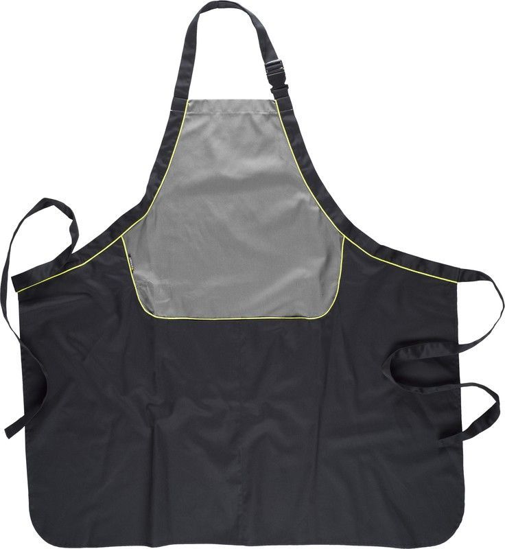 Delantal con peto combinado Negro Gris Amarillo