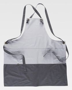 Delantal con peto en tejido canvas combinado