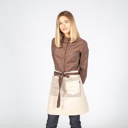 Delantal corto beige/chocolate