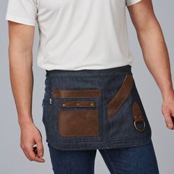 Delantal corto vaquero y piel