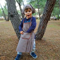 Delantal de castañera o disfraz castañera cuadros pañuelo incluído