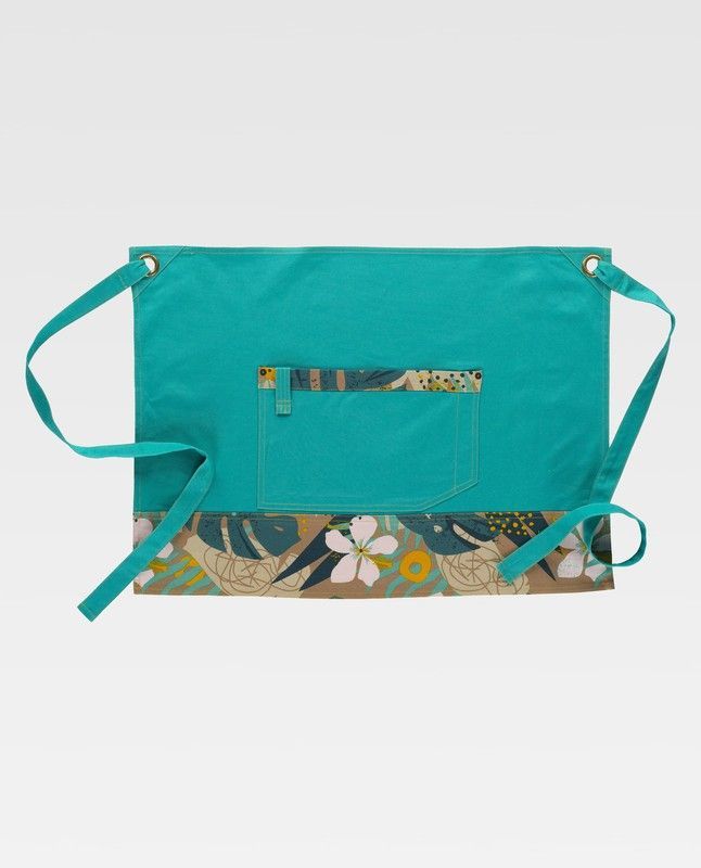 Delantal francés en tejido canvas estampado combinado