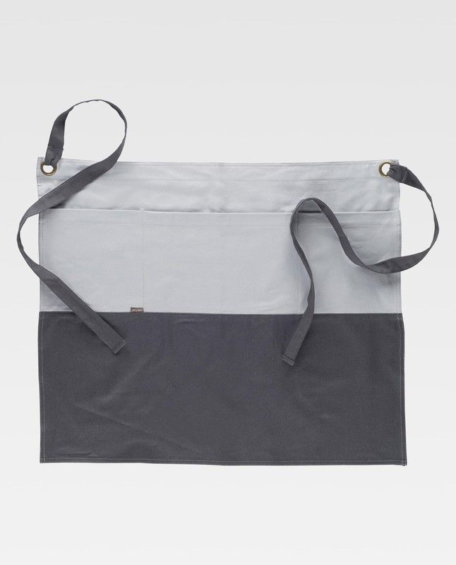 Delantal francés largo en tejido canvas combinado