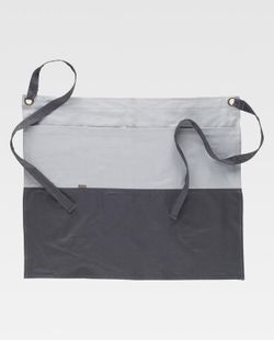 Delantal francés largo en tejido canvas combinado