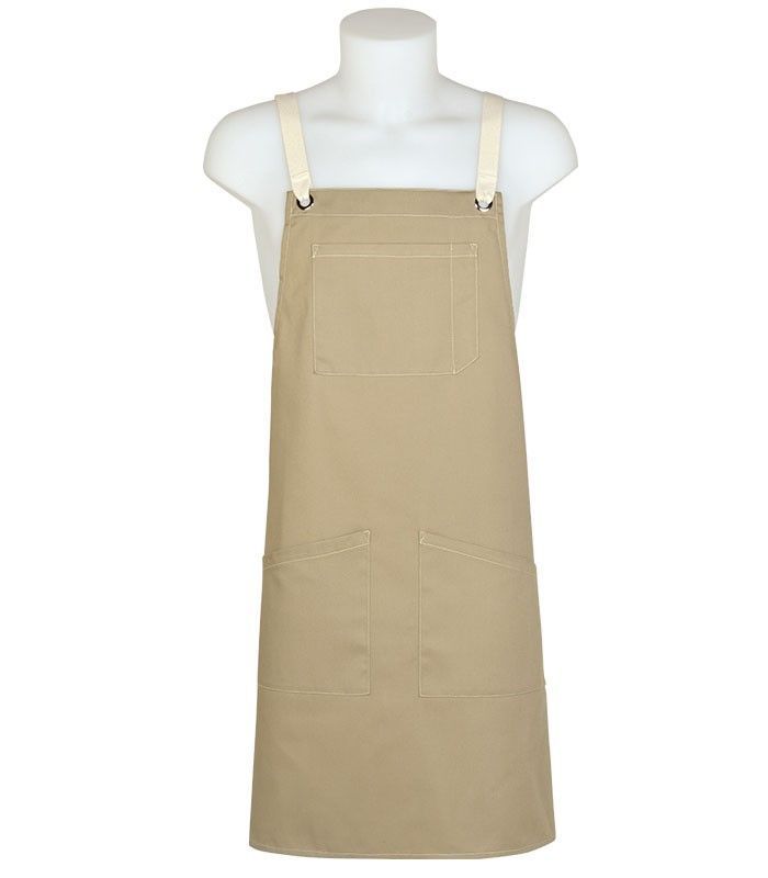 Delantal peto cruzado con 3 bolsillos