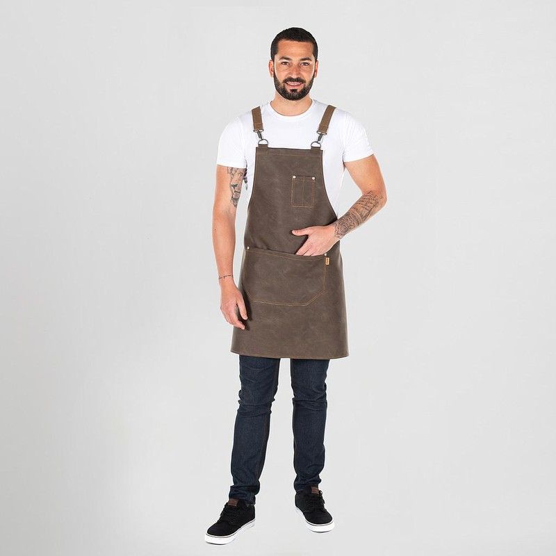 Delantal polipiel gris o marrón