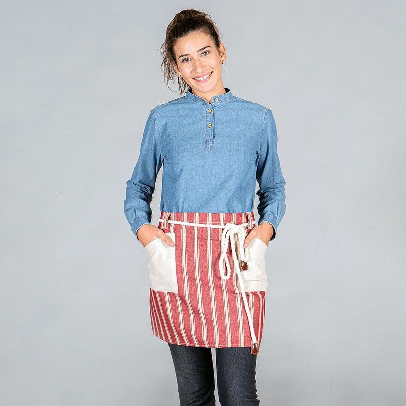 Delantal rayas rojo
