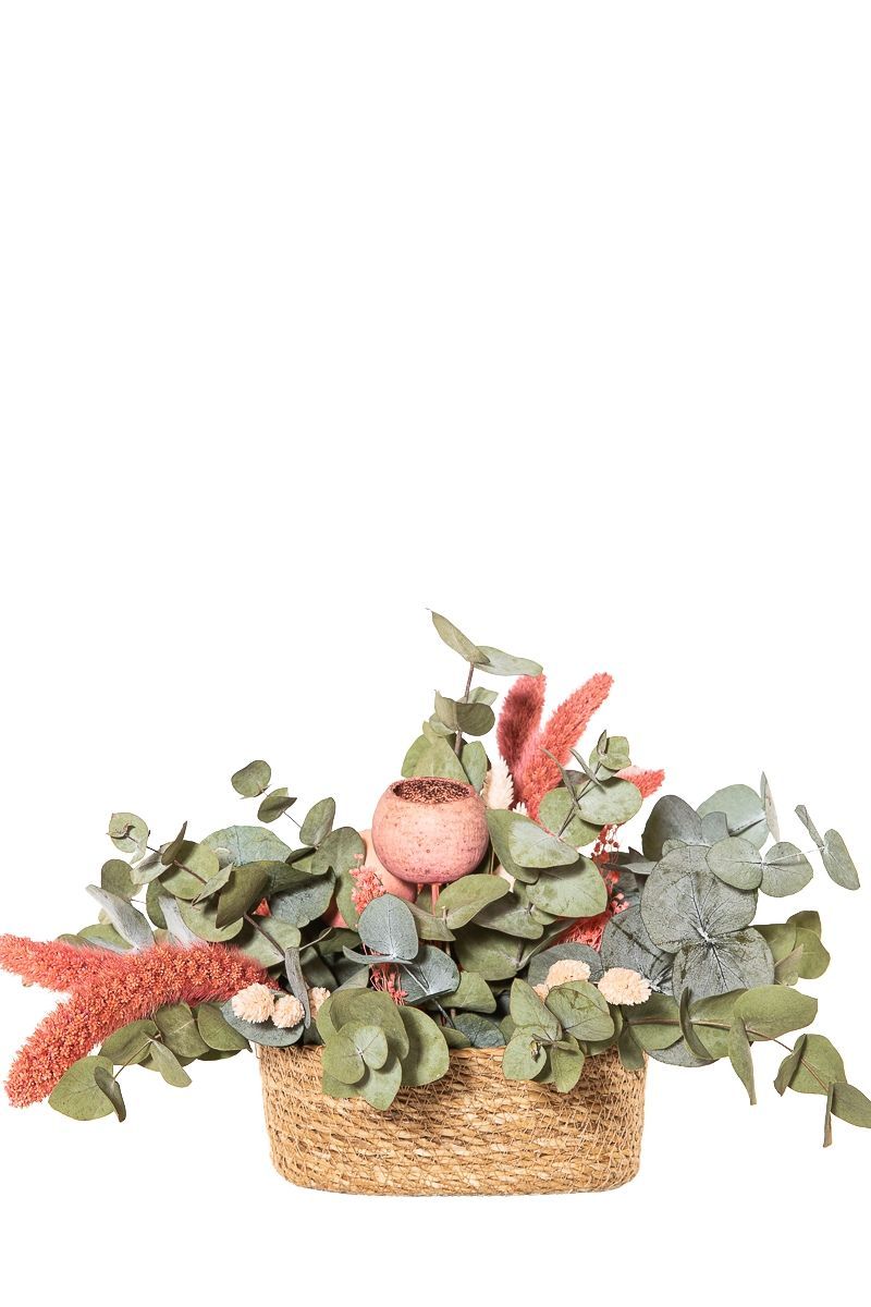 Delicado centro de flores secas y preservadas en color rosa