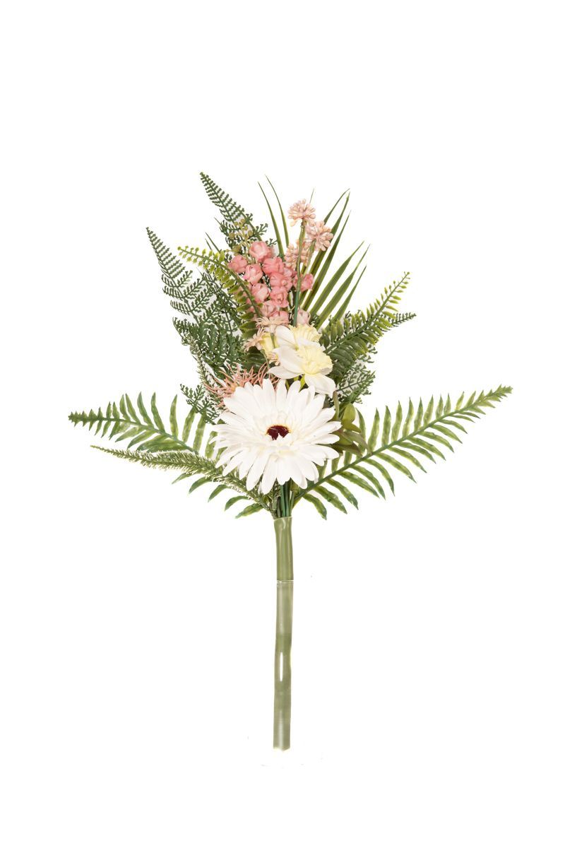 Delicado ramo de cementerio con gerbera artificial en color blanco