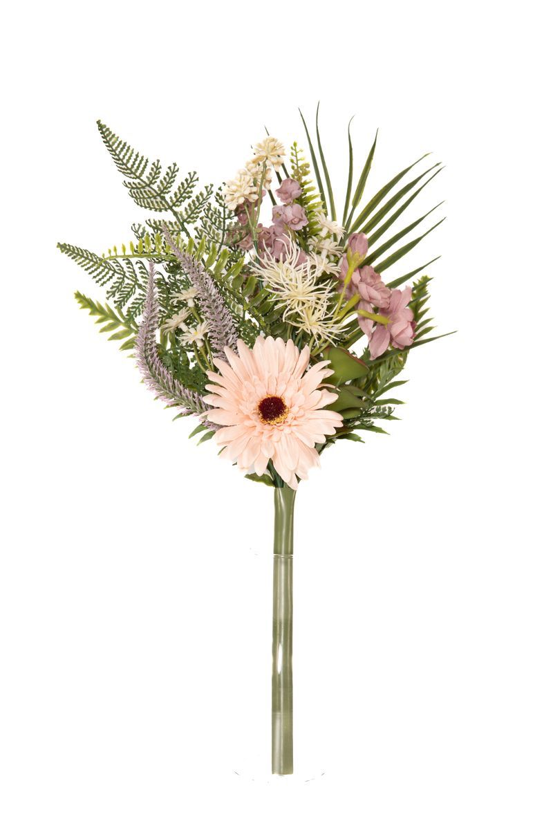 Delicado ramo de cementerio con gerbera artificial en color rosa