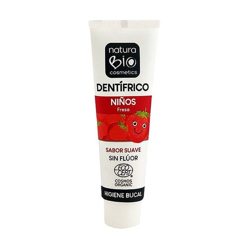 Dentífrico Niños Fresa sabor suave 50ml sin flúor de Natura Bio Cosmetics