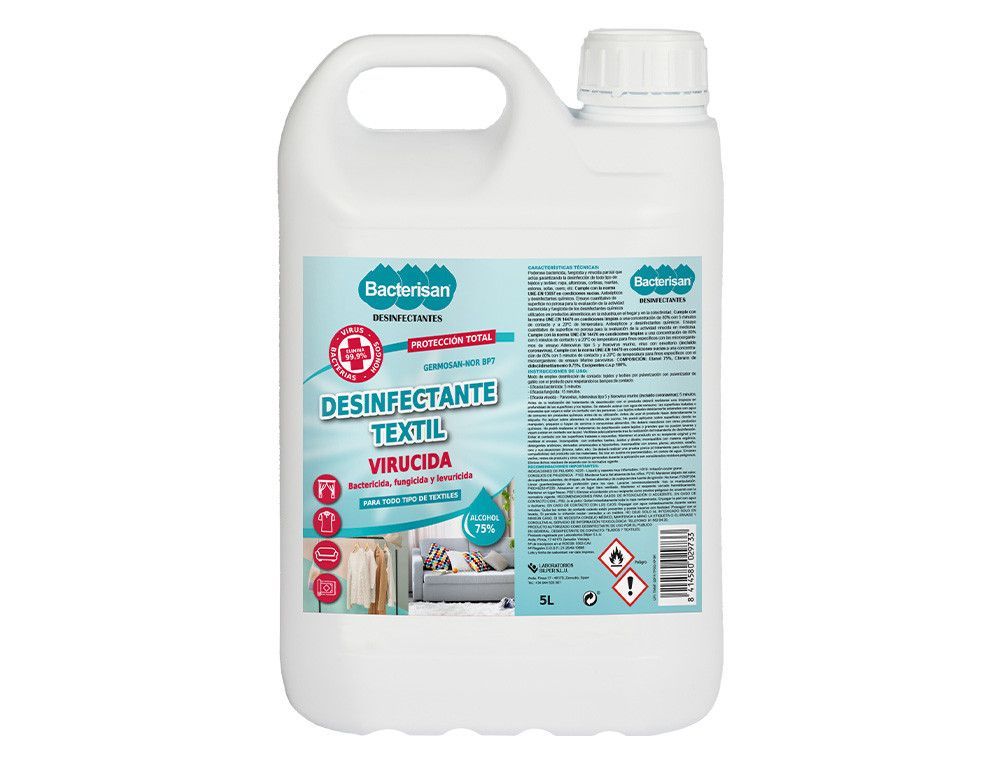 Desinfectante bacterisan germosan-nor bp7 virucida para textil garrafa de 5 litros