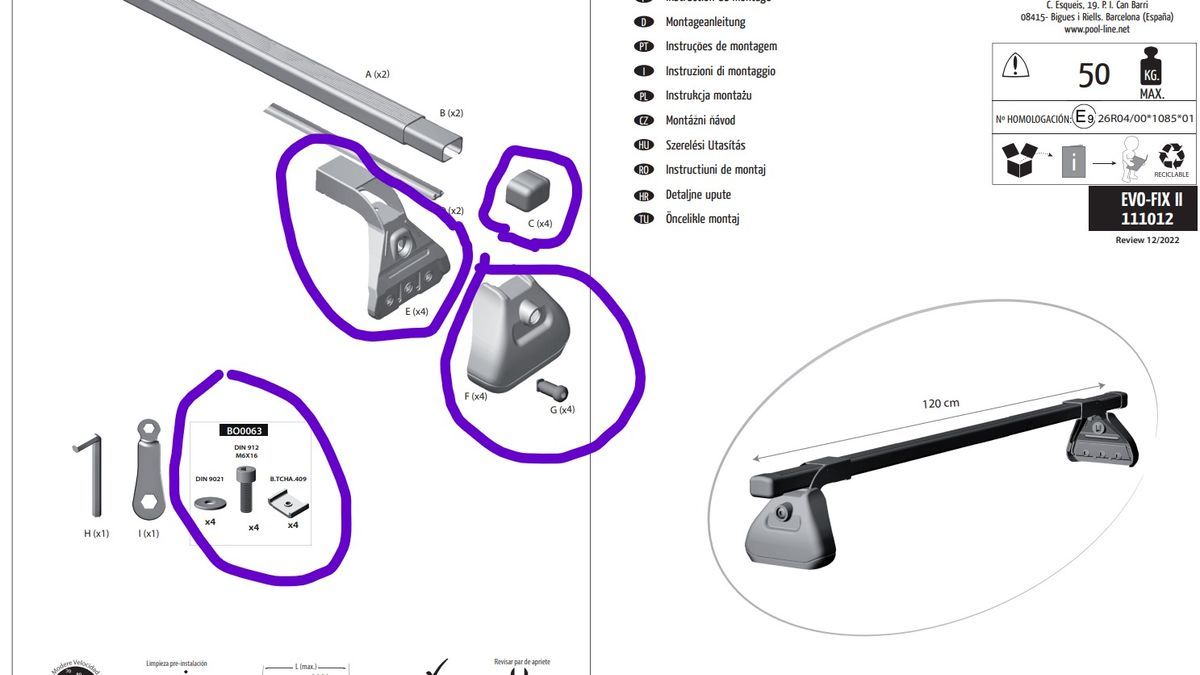 Despiece de barras - portabicicletas