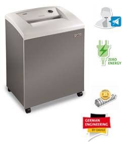 Destructora departamental DAHLE 214. 26 hojas, tiras 3,9 mm , ancho boca 310mm, 140 litros. Nivel de seguridad P- 2.