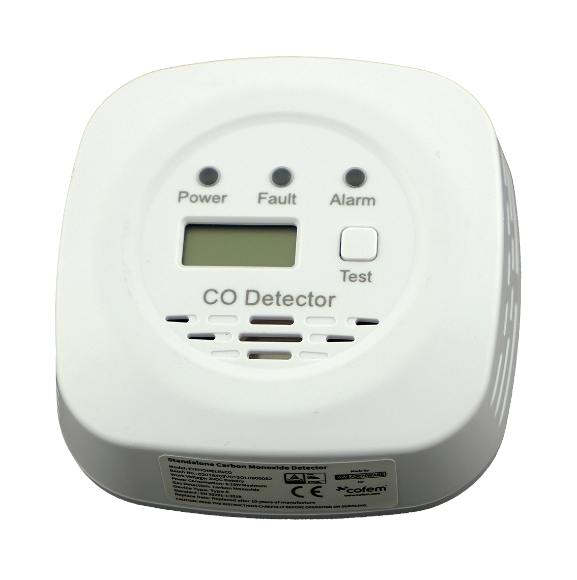 Detector autónomo de CO doméstico EYEHOMELifeCO