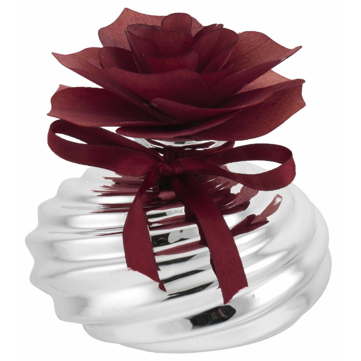 Difusor 12x10cm 2216-02RO Plateada Detalle Floral rojo