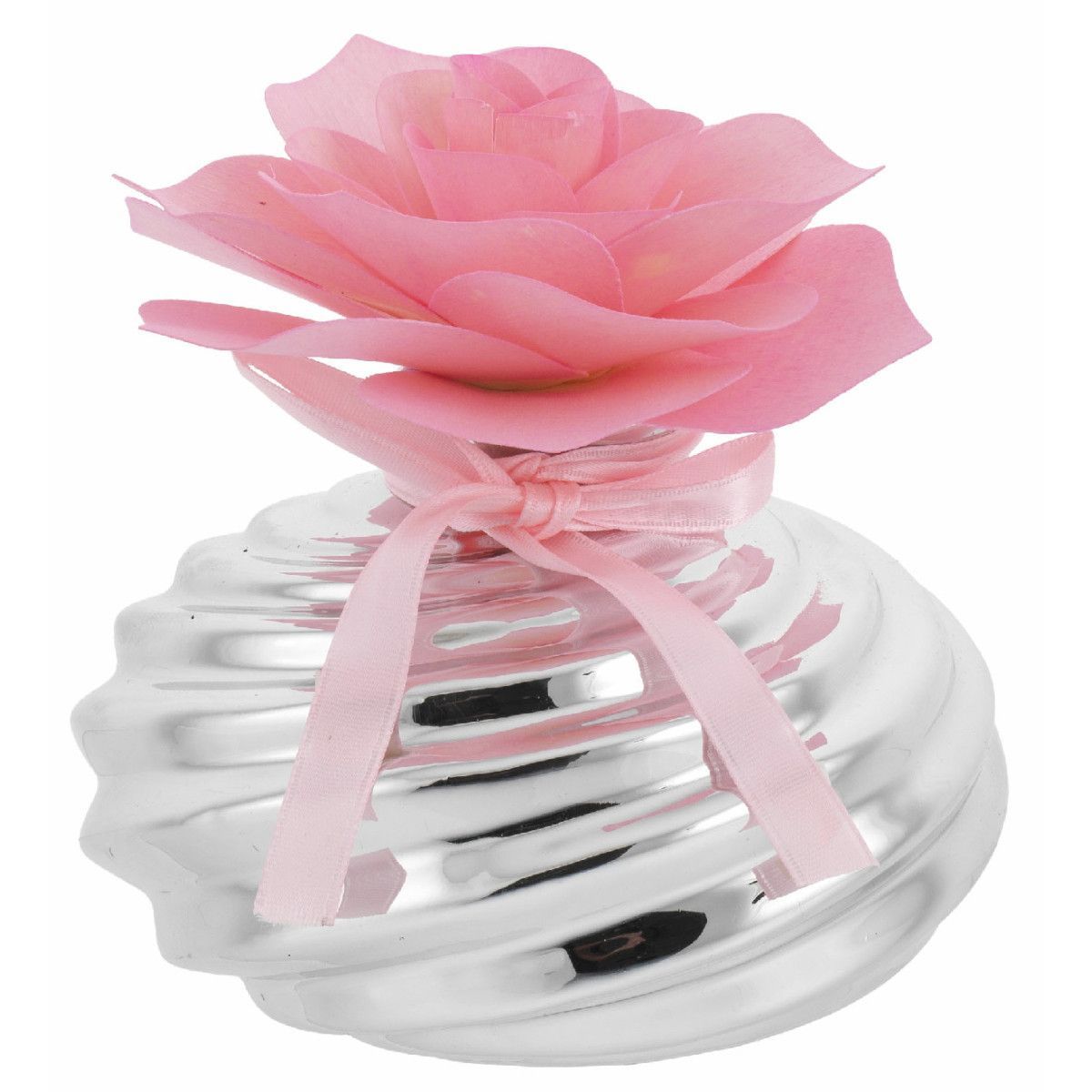 Difusor 12x10cm 2216-02RS Plateada Detalle Floral Rosado