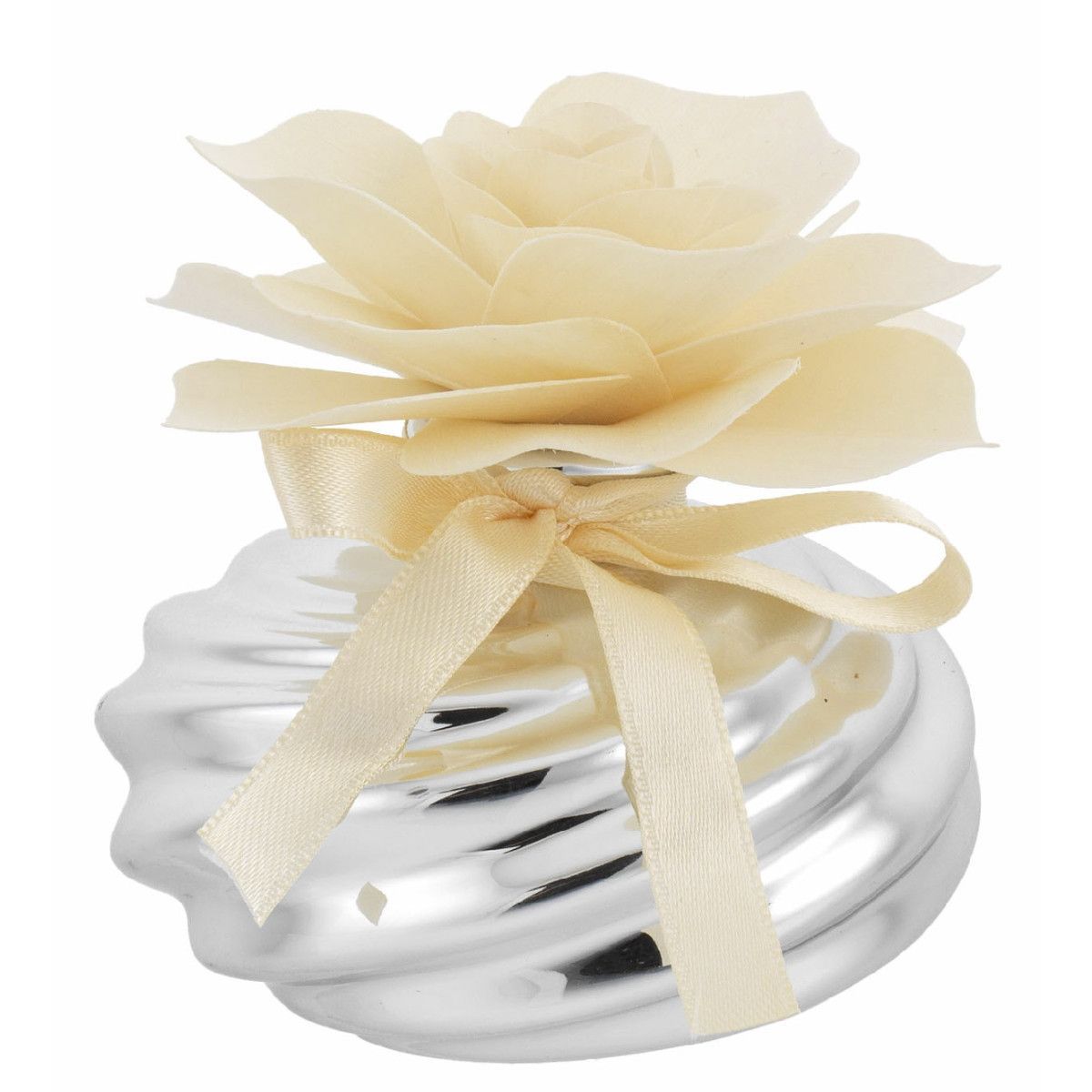 Difusor 8x8cm 2216-01AV Plateada Detalle Floral Beige