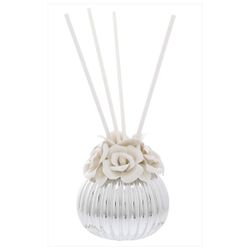 Difusor Fragancia Latón 08cm 2075-01G Plateado Detalle Floral Beige