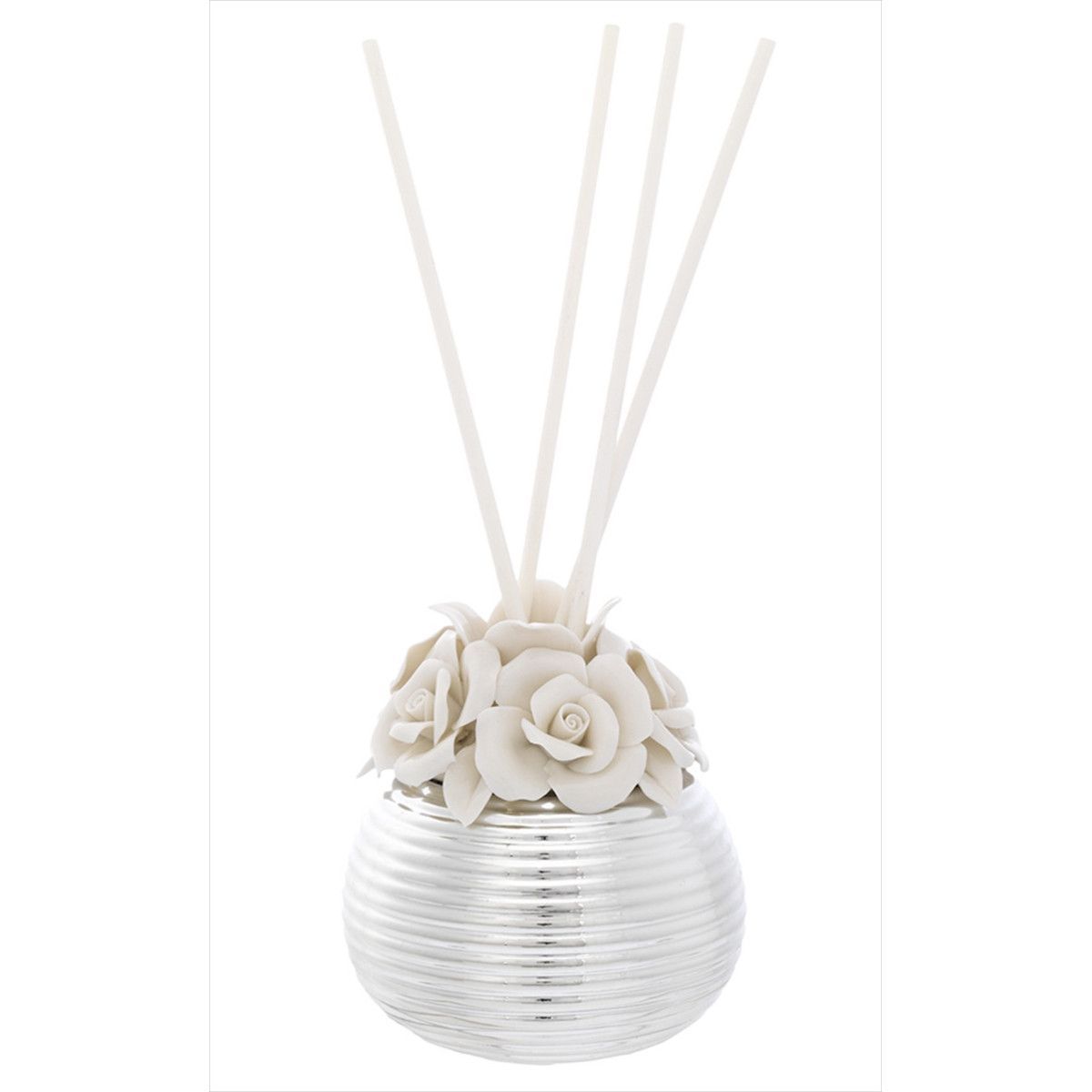 Difusor Fragancia Latón 08cm 2075-03G Plateado Detalle Floral Beige