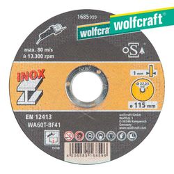 Disco De Corte De Precisión Para Acero Inoxidable Ø 115 X 1,0 X 22,23mm. 1685999 Wolfcraft