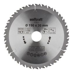 Disco De Sierra Circular Ct, 30 Dientes Ø190mm 6736000 Wolfcraft