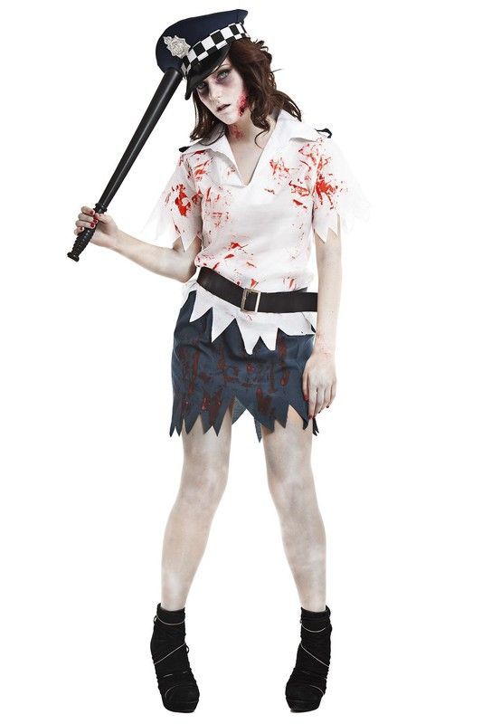 Disfraz adulto de polic ia zombie mujer Kimokawaii
