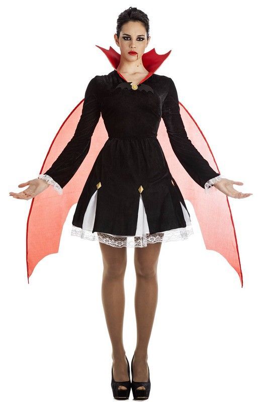Disfraz adulto de vampira alas rojas Kimokawaii