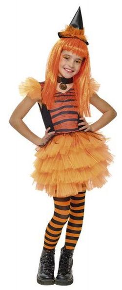 Disfraz bruja glamurosa naranja inf