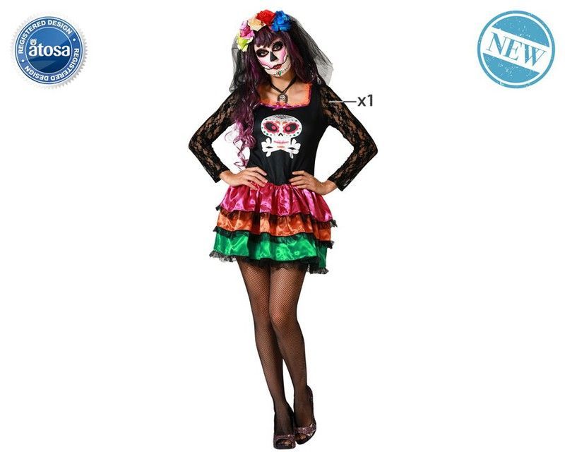 Disfraz Catrina Esqueleto Mejicano de mujer ML