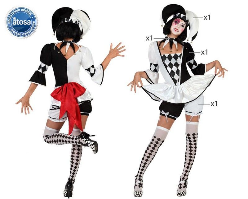 Disfraz de Arlequin-bufona mujer