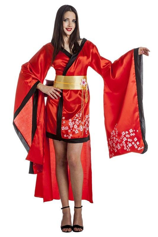 Disfraz de geisha rojo Kimokawaii