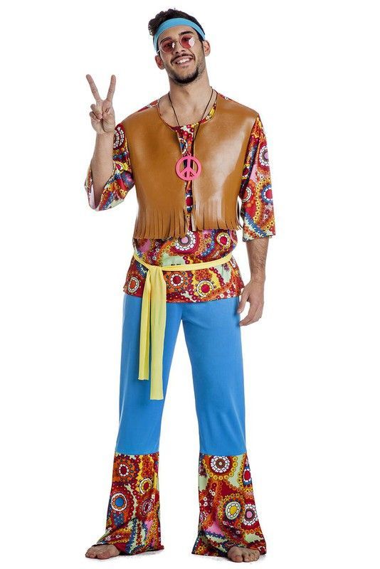 Disfraz de hipie hombre Kimokawaii
