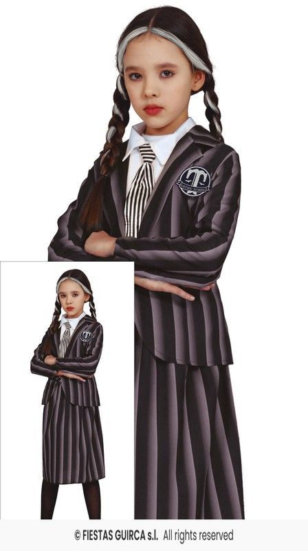 Disfraz de miercoles adams estudiante infantil