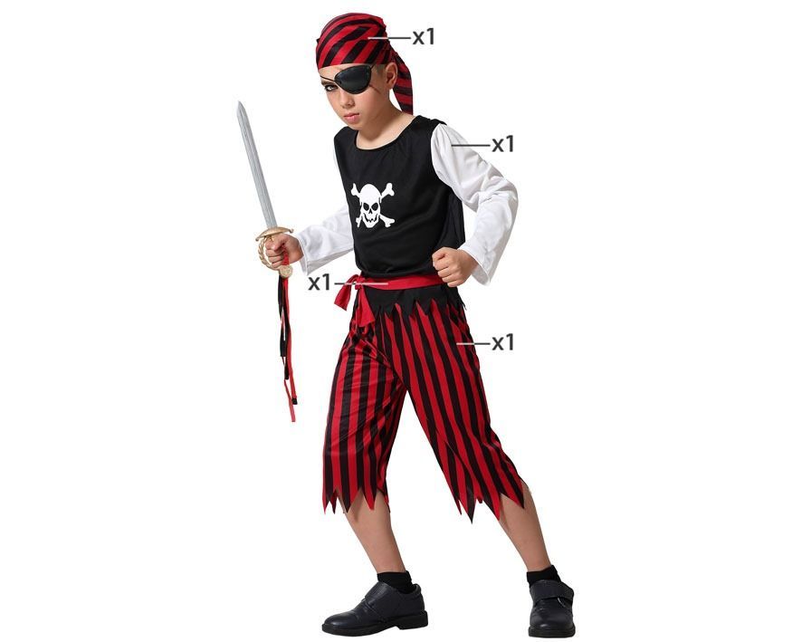 Disfraz Pirata Niño Rojo y Negro infantil