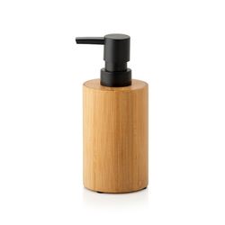 Dispensador de Bambú 150ml Madera y Negro, Ø7x16,5cm