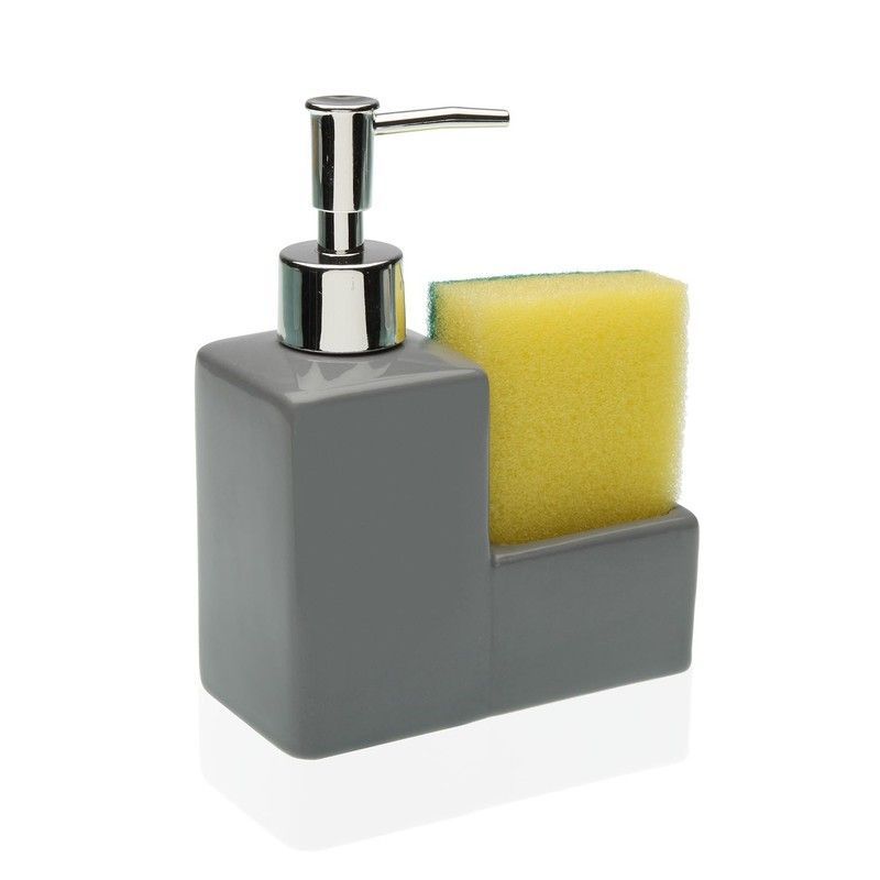 Dispensador de cocina con estropajo gris