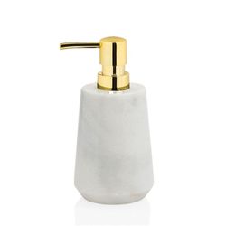Dispensador de Mármol 140ml Blanco/Dorado, Ø8,5x17 cm