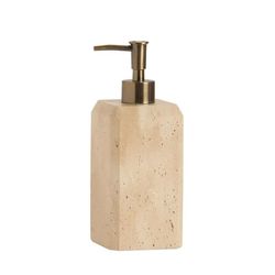 Dispensador de mármol travertino en beige, 7,5 x 7,5 x 19 cm | Travertino