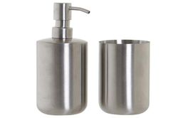 Dispensador y portacepillos acero inoxidable