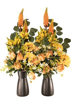 Distinguido ramo en tonos naranjas para cementerio