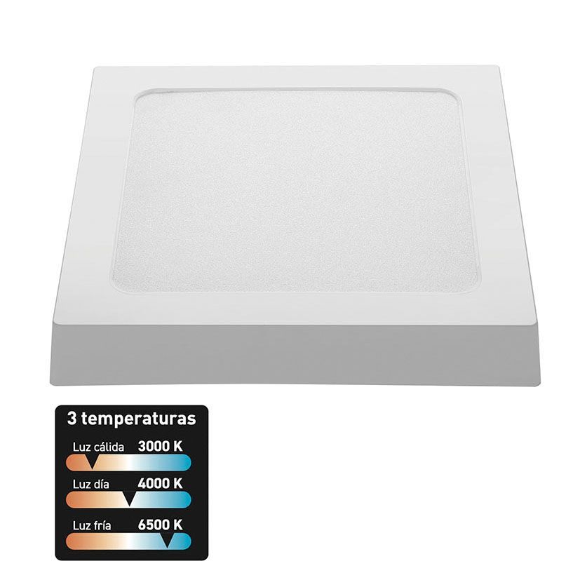 Downlight Led Cuad.Superficie. 18w.3cct.