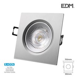 Downlight led empotrable 5w 380 lumen 6.400k cuadrado marco cromo edm