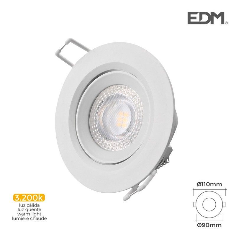Downlight led empotrar 5w 3.200k redondo marco blanco edm