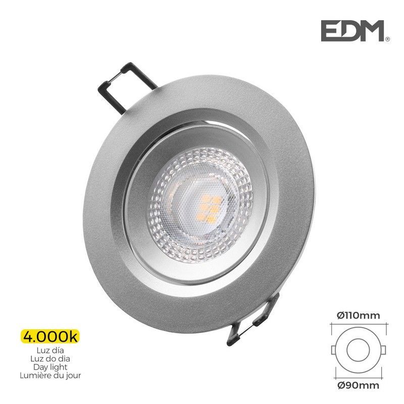 Downlight led empotrar 5w 380 lumen 4.000k redondo marco cromo edm