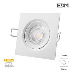 Downlight led empotrar 5w 380 lumen3.200k cuadrado marco blanco edm